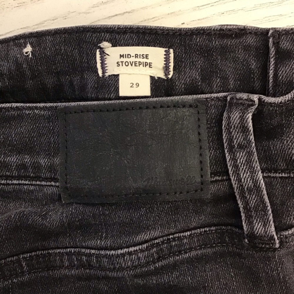 Madewell Stovepipe 29 Women's Jeans Raw Hem Faded Black Mid Rise Slim Straight - Picture 11 of 16